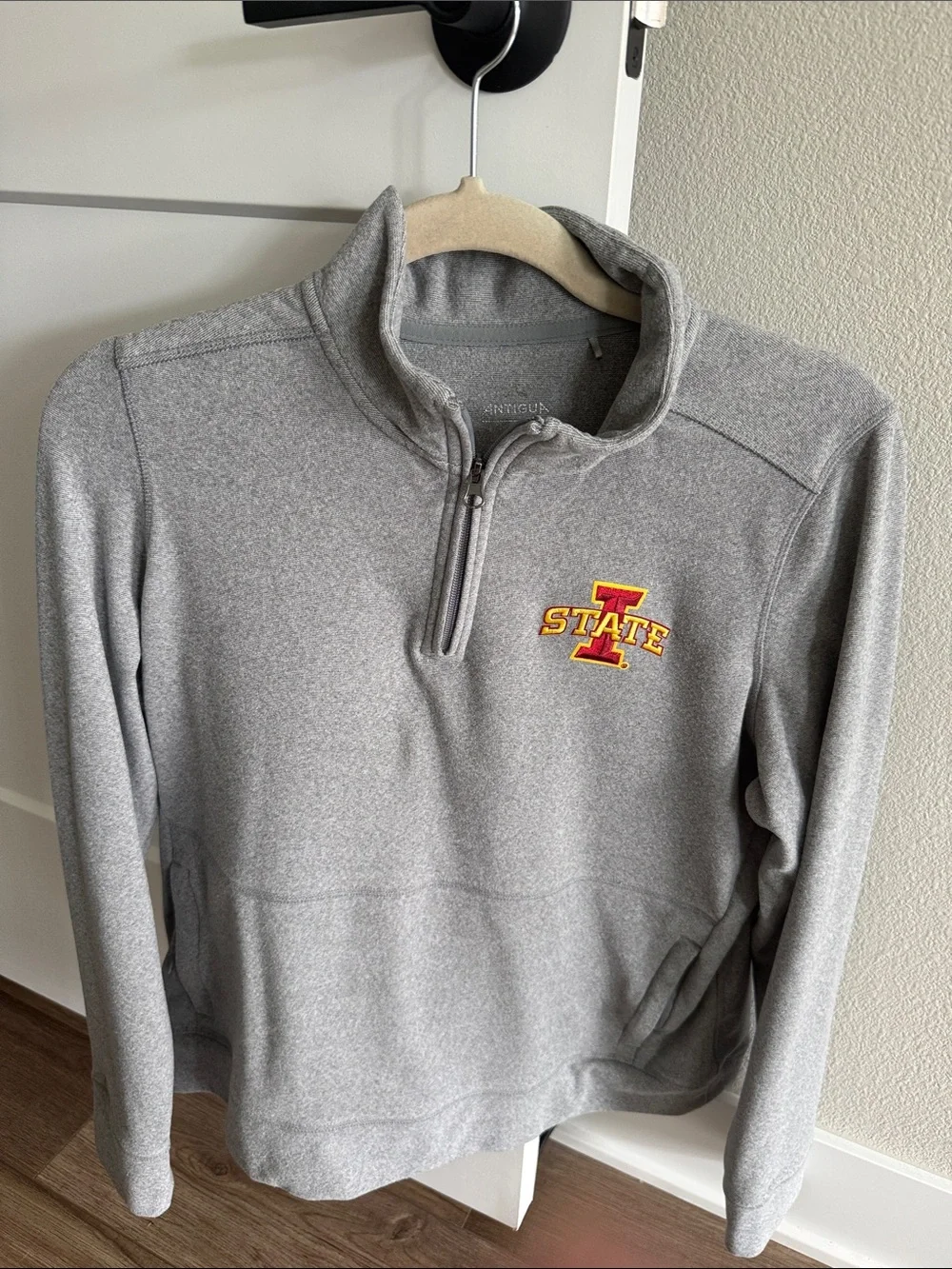 Antigua Gray Iowa State Pullover Quarter-Zip